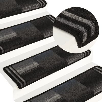 vidaXL Самозалепващи стелки за стъпала, 15 бр, 65x21x4см, черно и сиво