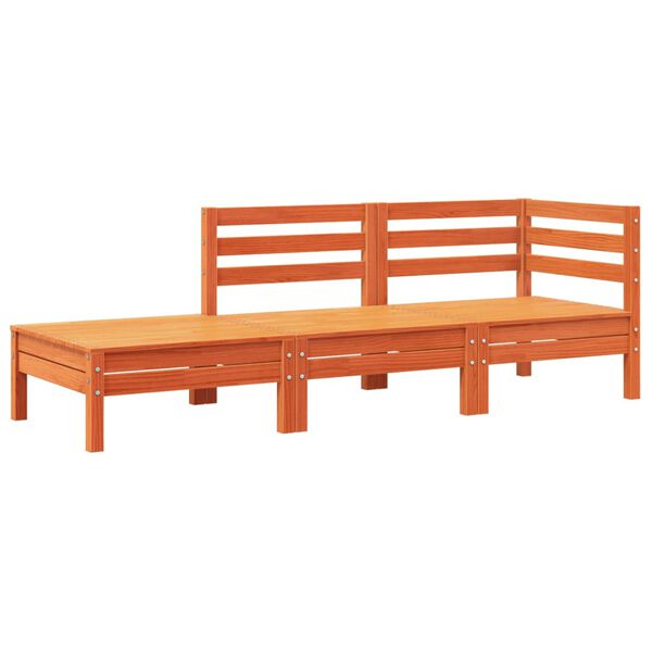 vidaXL Градински диван с възглавници и табуретка за крака, бор масив