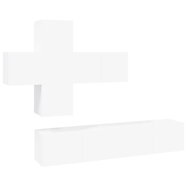 vidaXL Комплект ТВ шкафове от 7 части, бял, инженерно дърво