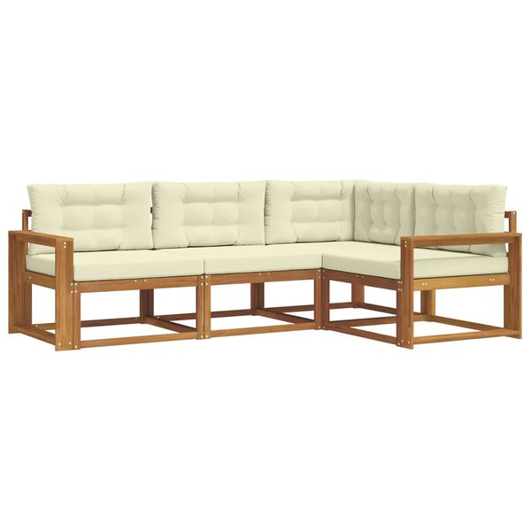 vidaXL Комплект дивани за открито 4 pcs Натурален и Крема