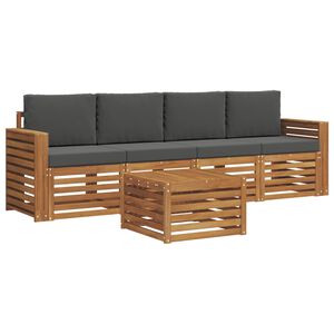 vidaXL Комплект дивани за открито 5 pcs Натурален и Антрацит
