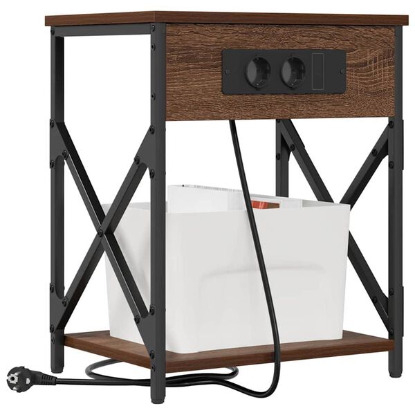 vidaXL Нощен шкаф 2 pcs Кафяв дъб 41 x 31 x 51 см Инженерно дърво