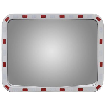 vidaXL Изпъкнало пътно огледало, правоъгълно, 60х80 см, с рефлектори