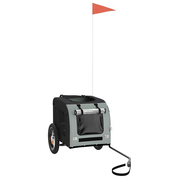 vidaXL Ремарке за колело за любимци сив и черен Оксфорд плат и желязо