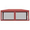 vidaXL Парти палатка с 6 мрежести странични стени червена 3x6 м HDPE