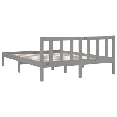 vidaXL Рамка за легло, сива, борова дървесина масив, 140x200 cм
