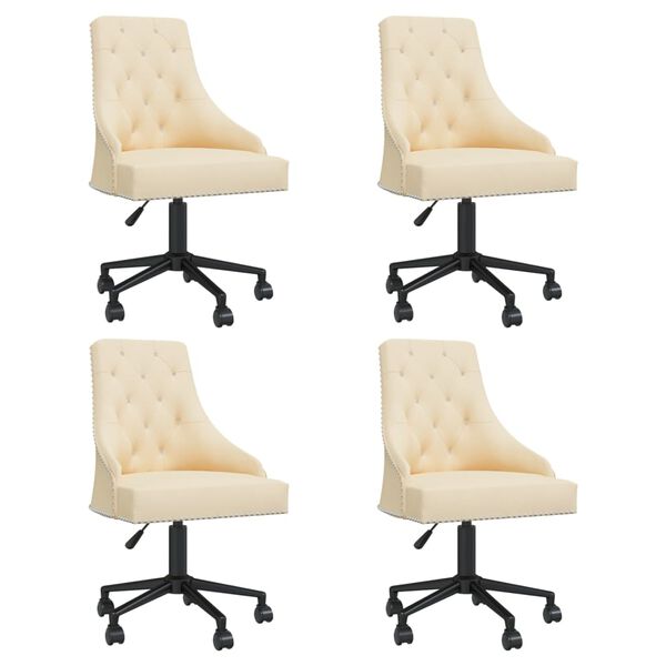 vidaXL Въртящи се трапезни столове, 4 бр, кремави, кадифе