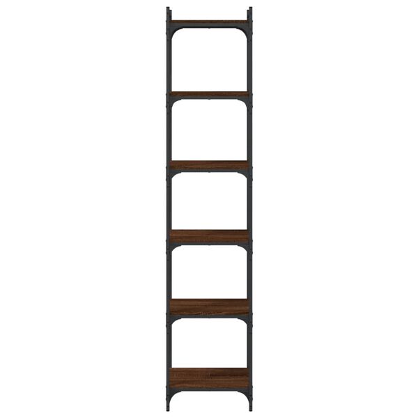 vidaXL Библиотека 6 рафта кафяв дъб 40x30x188 см инженерно дърво