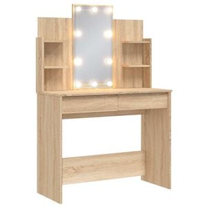 vidaXL Тоалетка с LED лампи, сонома дъб, 96x40x142 см