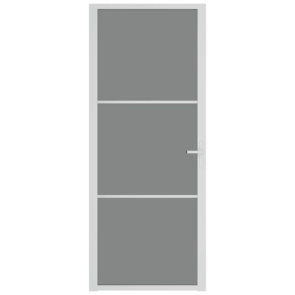 vidaXL Интериорна врата 83x201,5 см бяла ESG стъкло и алуминий