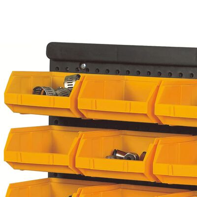vidaXL Стенен органайзер с 32 бр кутии за инструменти жълто и черно