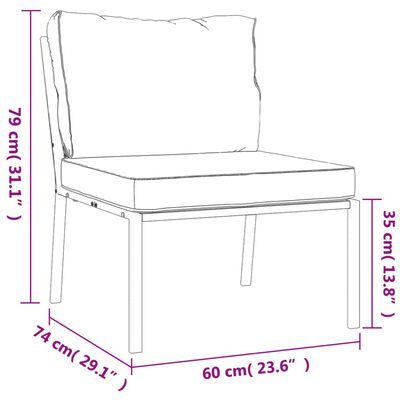 vidaXL Градински столове със сиви възглавници 2 бр 60x74x79 см стомана