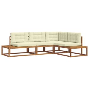 vidaXL Комплект дивани за открито 4 Брой Натурален и Крема