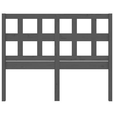 vidaXL Горна табла за легло, сива, 125,5x4x100 см, бор масив