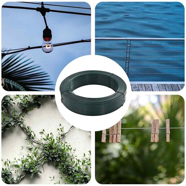 vidaXL Тел за привързване на ограда 250 м 2,3/3,8 мм стомана зелена