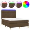 vidaXL Боксспринг легло с матрак и LED, тъмнокафяво, 140x200 см, плат