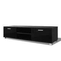 vidaXL ТВ шкаф, черен гланц, 140x40,5x35 см
