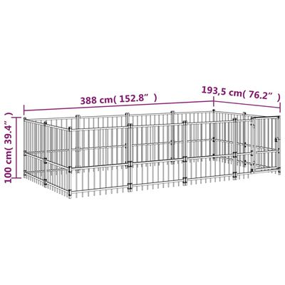 vidaXL Дворна клетка за кучета, стомана, 7,51 м²