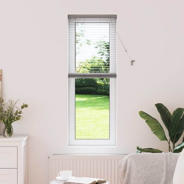 vidaXL Щора за прозорец С завеси Сребрист Алуминий