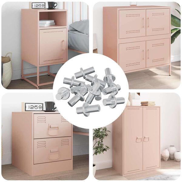 vidaXL Долно закачалка за рафт 12 pcs Сребрист 8,6 x 8,6 x 14,6 мм