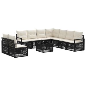vidaXL Градински Софа Комплект 10 pcs Черно полиратан