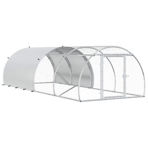 vidaXL Кокошарник Сребристо 400 x 150 x 100 см Поцинкована стомана