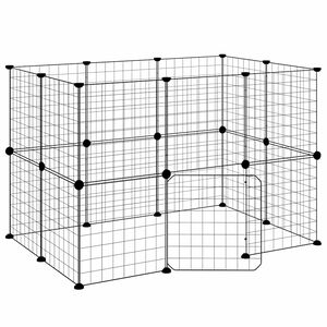 vidaXL Клетка за животни с врата, 20 панела, черна, 105x70x70 см, стомана