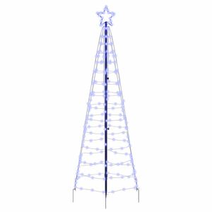 vidaXL LED коледна елха с колчета за земя Синьо 250 cm Желязо
