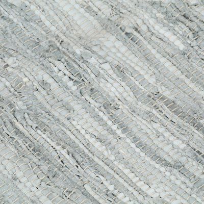 vidaXL Ръчно тъкан Chindi килим, кожа, 120x170 см, сив