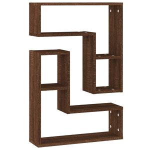 vidaXL Стенни рафтове, 2 бр, кафяв дъб, 50x15x50 см, инженерно дърво