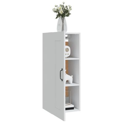vidaXL Окачен шкаф, бял, 35x34x90 см, инженерно дърво
