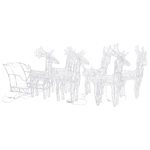 vidaXL Коледна украса елени с шейна, 320 LED, акрил