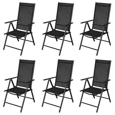 vidaXL Сгъваеми градински столове, 9 бр, алуминиеви, черни