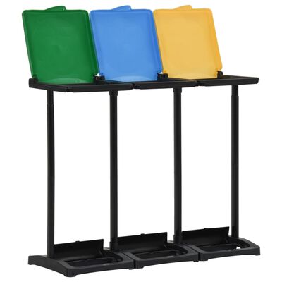 vidaXL Стойки за торби за боклук с капаци, 240-330 л, многоцветни, PP
