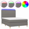 vidaXL Боксспринг легло с матрак и LED, тъмносиво, 140x190 см, плат