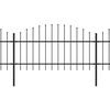 vidaXL Градинска ограда с пики, стомана, (1-1,25)x13,6 м, черна