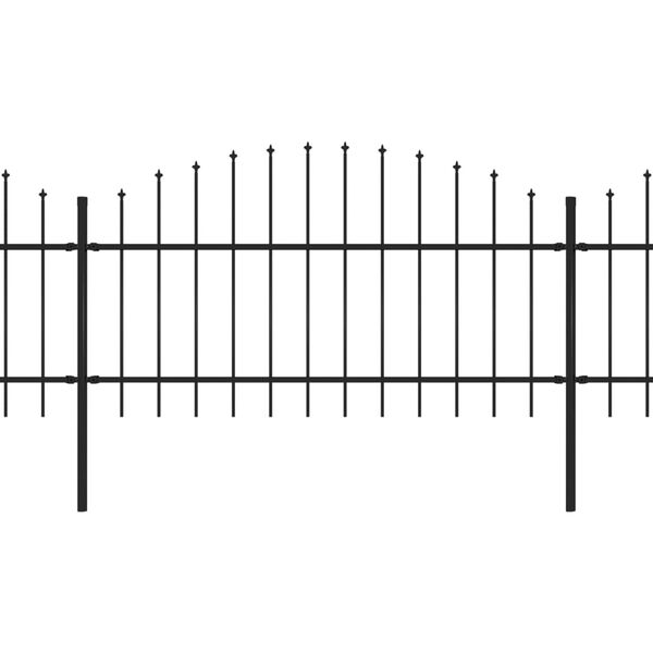 vidaXL Градинска ограда с пики, стомана, (1-1,25)x13,6 м, черна