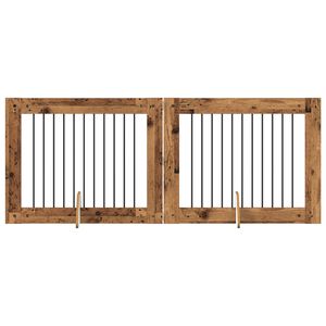 vidaXL Врата за кучета с поставки 2 pcs Старо дърво 100 x 80 cm