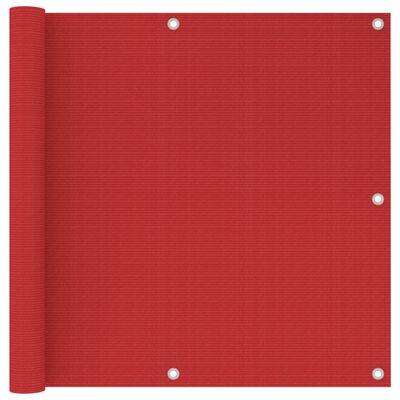 vidaXL Балконски параван, червен, 90x600 см, HDPE
