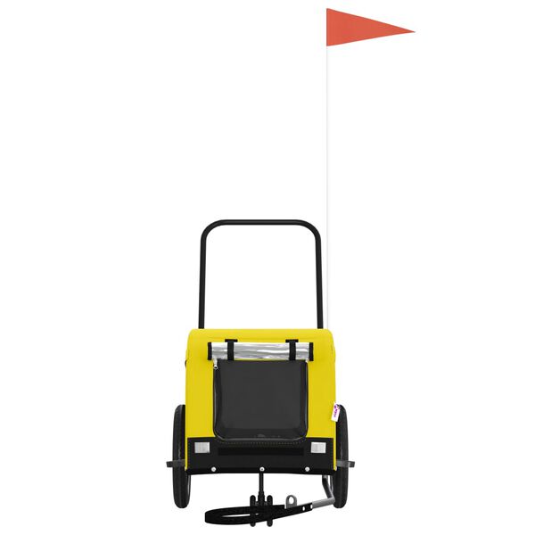 vidaXL Ремарке за колело за любимци жълт и черен Оксфорд плат и желязо