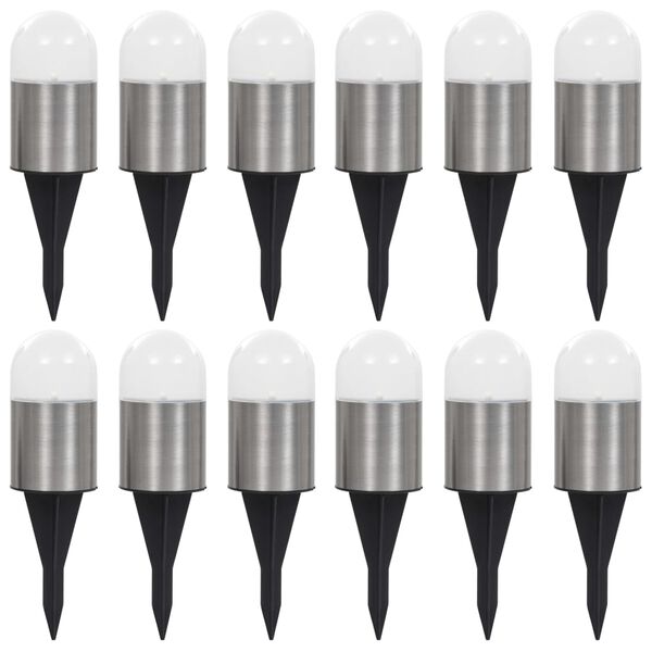 vidaXL Соларни земни лампи, 12 бр, LED светлина, бели