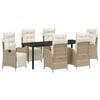 vidaXL Комплект за хранене в градината 7 pcs Бежово полиратан