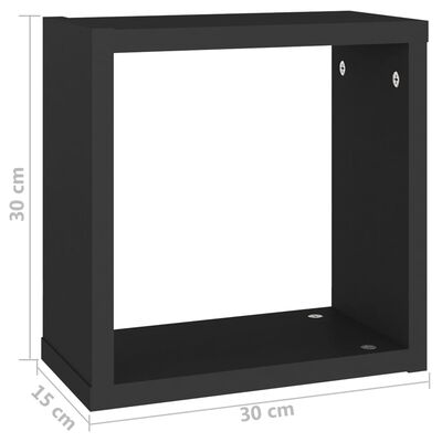 vidaXL Стенни кубични рафтове, 4 бр, черни, 30x15x30 см