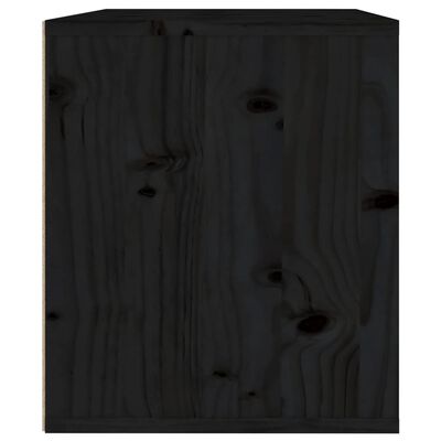 vidaXL Стенен шкаф, черен, 45x30x35 см, бор масив