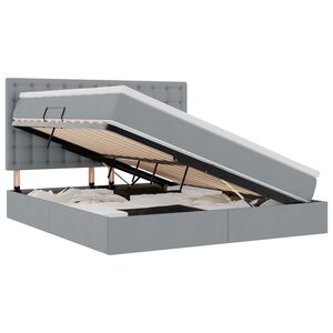 vidaXL Легло с място за съхранение и LED с LED Светлосиво 160 x 200 cm