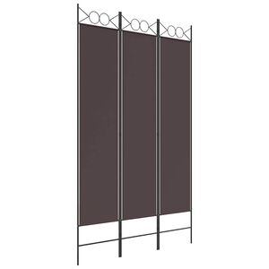 vidaXL Параван за стая, 3 панела, кафяв, 120x200 см, плат