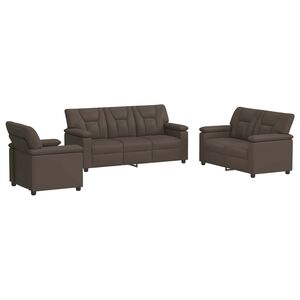 vidaXL Комплект дивани 3 pcs Сиво Изкуствена