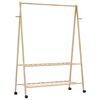 vidaXLL Стелаж за дрехи с рафтове и колела 132x45,5x155,5 cm Бамбук