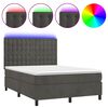 vidaXL Боксспринг легло с матрак и LED, тъмносиво, 140x190 см, кадифе