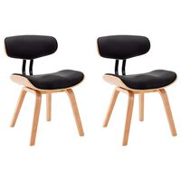 vidaXL Трапезни столове, 2 бр, черни, извито дърво и изкуствена кожа